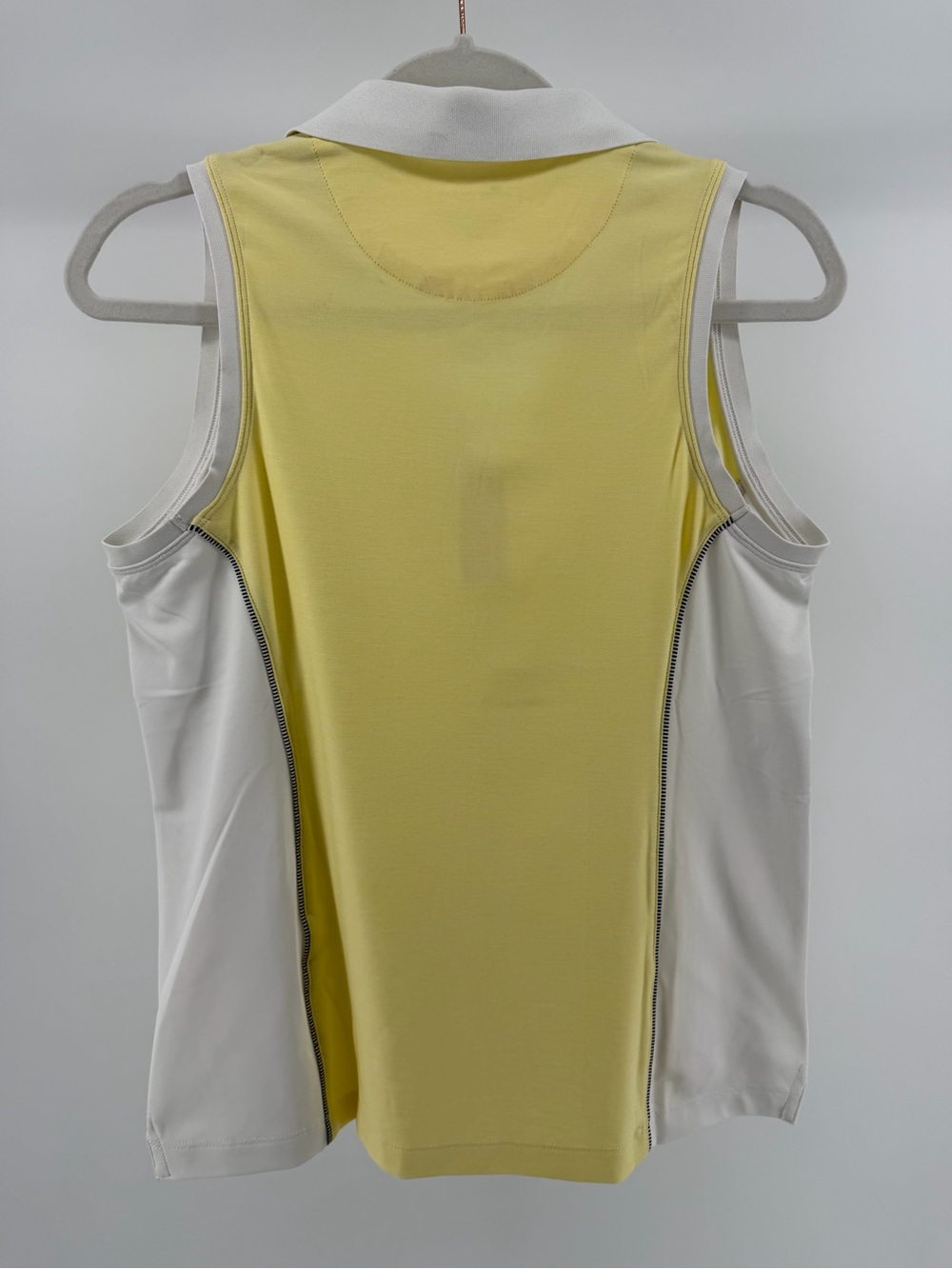 Peter Millar UPF 50+ Yellow White Sleeveless Golf Polo Tank Top, Women's Medium - Picture 3 of 4